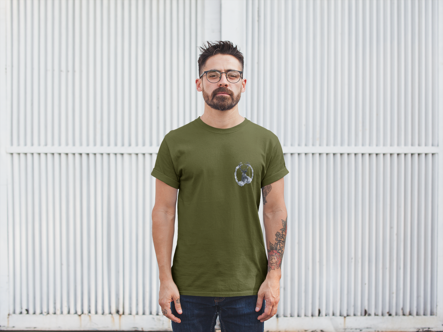 Attracted olive green shirt